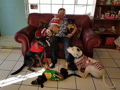 Helpful Pet Links in Oklahoma City: Dr Clough on couch surrounded by dogs